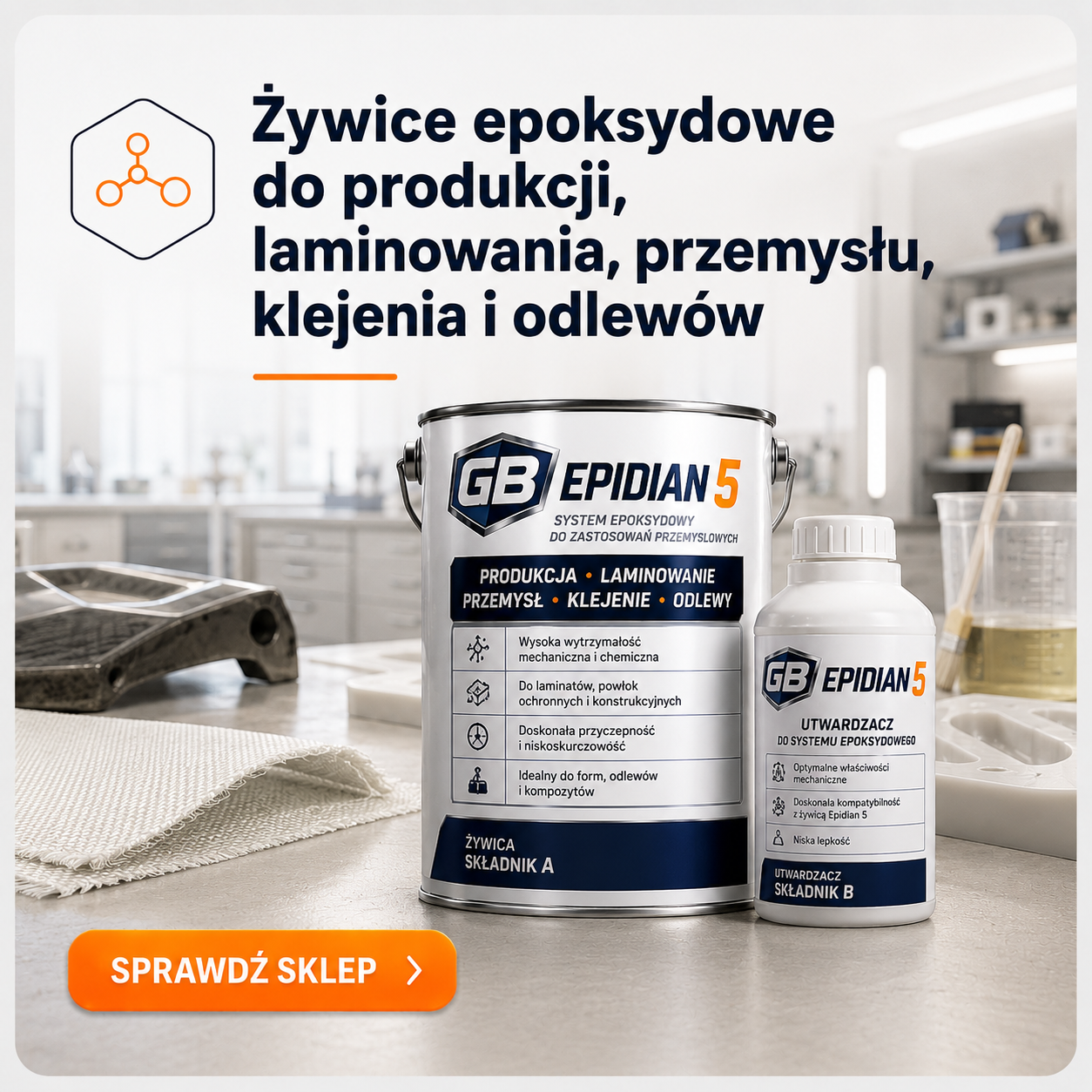 Żywice epoksydowe do produkcji, laminowania, przemysłu, klejenia i odlewów