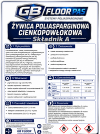 GB FLOOR PAS - żywica poliasparginowa premium, podłogowa, cienkopowłokowa, szybkoschnąca, UV odporna – dwuskładnikowa posadzka (gotowy zestaw A+B na 30 metrów) - dużo kolorów - Gaz - Bud Pro