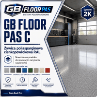 GB FLOOR PAS - żywica poliasparginowa premium, podłogowa, cienkopowłokowa, szybkoschnąca, UV odporna – dwuskładnikowa posadzka (gotowy zestaw A+B na 30 metrów) - dużo kolorów - Gaz - Bud Pro