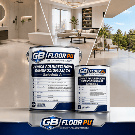 GB FLOOR PU - poliuretanowa żywica podłogowa PREMIUM UV odporna – dwuskładnikowa posadzka comfort - 13,5 kg (gotowy zestaw A+B na 10 metrów) - dużo kolorów - Gaz-Bud Pro