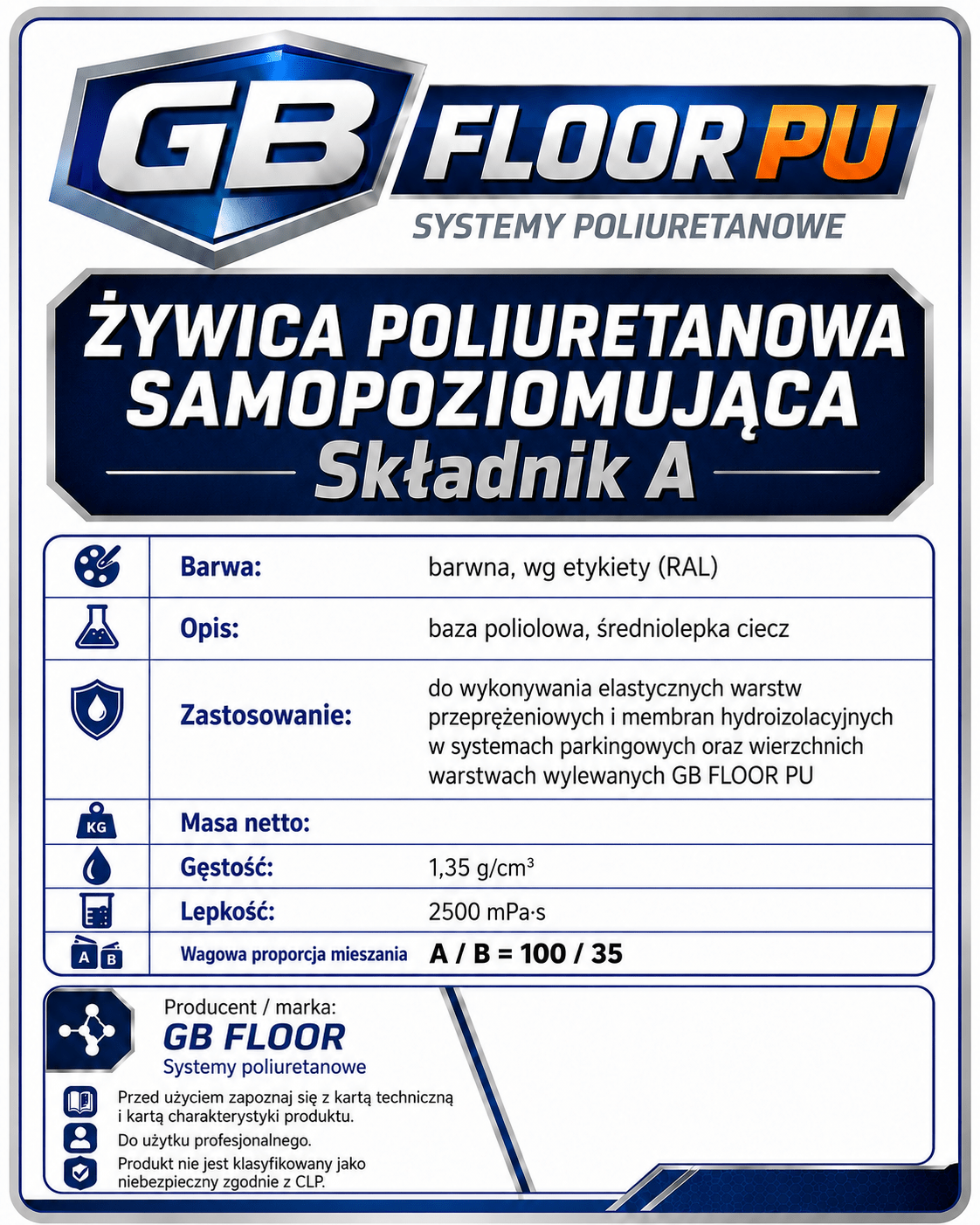 GB FLOOR PU - żywica poliuretanowa – dwuskładnikowa posadzka comfort (gotowy zestaw A+B na 10 metrów) - dużo kolorów - Gaz - Bud Pro