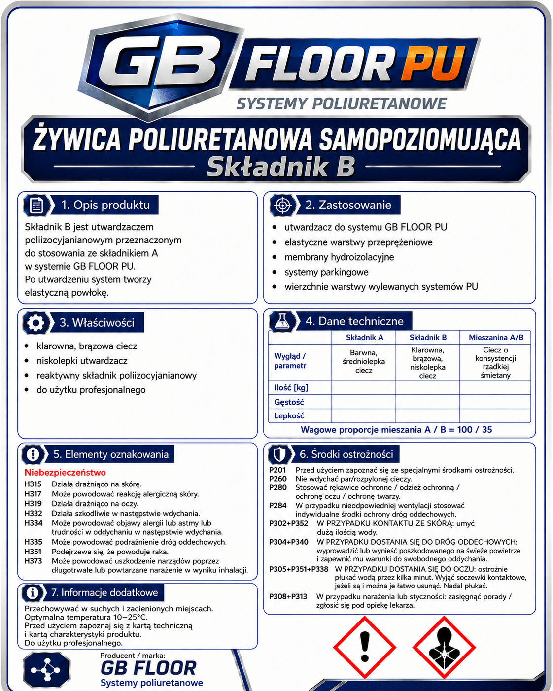 GB FLOOR PU - żywica poliuretanowa – dwuskładnikowa posadzka comfort (gotowy zestaw A+B na 10 metrów) - dużo kolorów - Gaz - Bud Pro