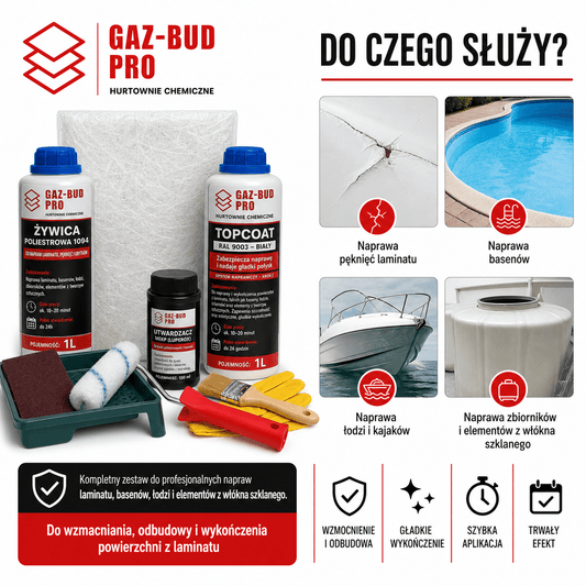 Kompletny zestaw naprawczy do laminatu, basenów i łodzi GAZ-BUD PRO
