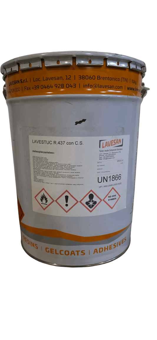 Lavestuc R.437 25kg – Przezroczysty Klej/Szpachla Poliestrowa z Włóknem Szklanym - Gaz - Bud Pro