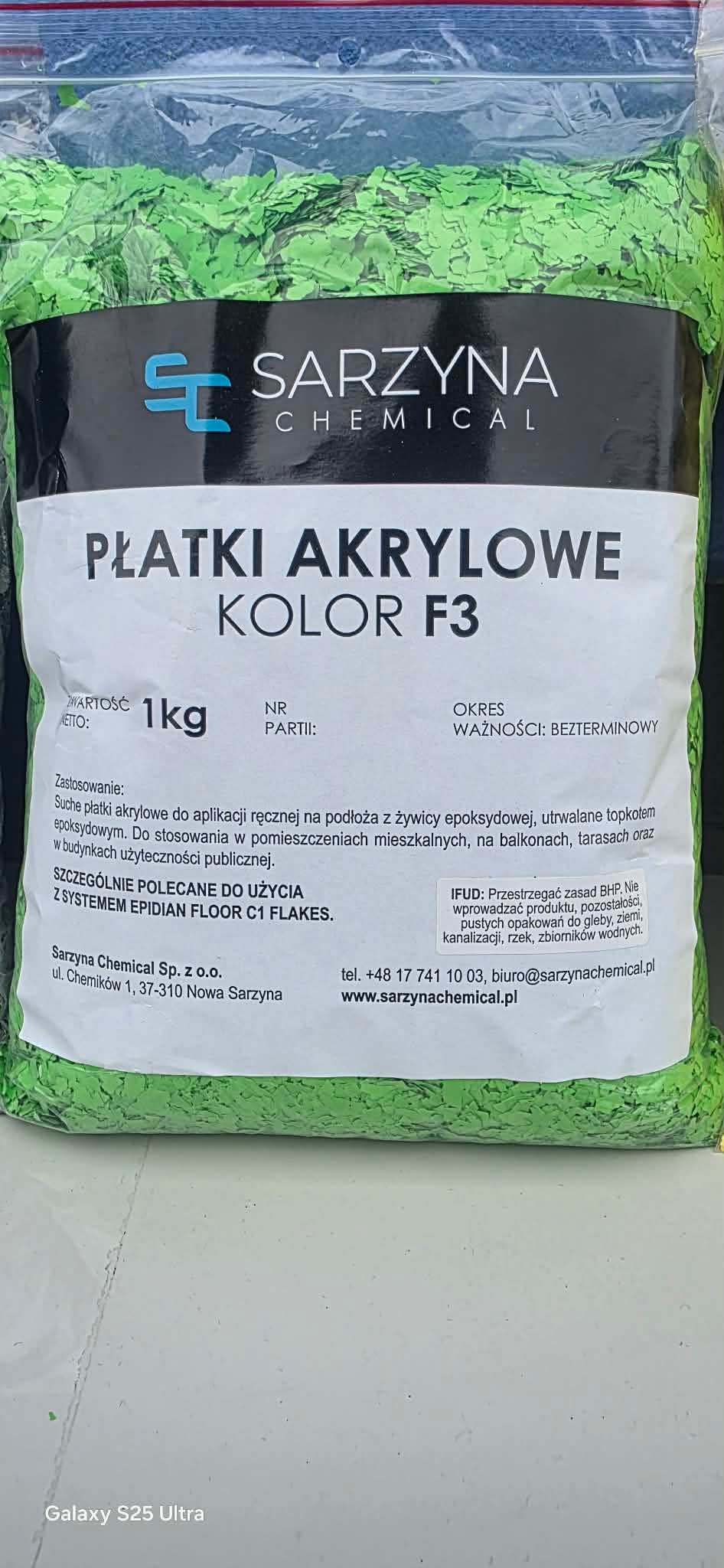 Płatki akrylowe Sarzyna F3 - jasnozielone 1 kg - Gaz - Bud Pro